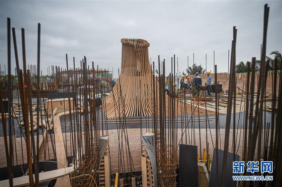 （新華視界）（4）海口灣雲洞圖書館施工忙